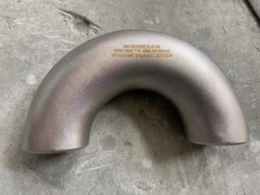 De Montage van de roestvrij staalpijp de Elleboog OD80X3MM ASTM A182 F304 van 180 Graadbw