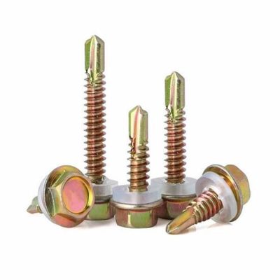 Het gele Hexuitdraaizink plateerde Zelf Boorschroeven met het Ronde Verzegelen